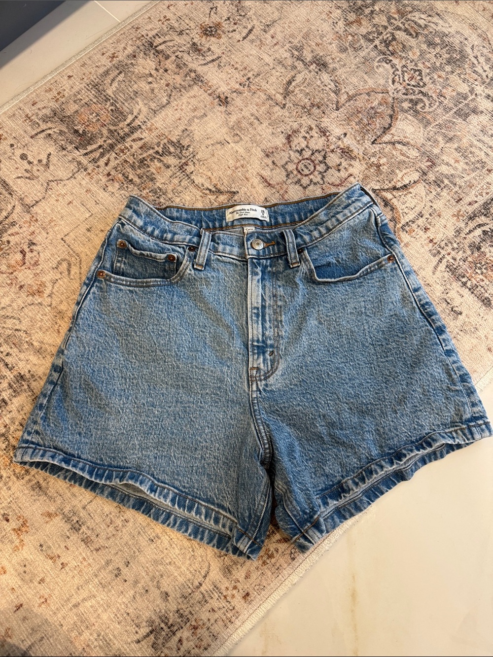 Abercrombie & Fitch Mid-Rise Blue Denim Shorts